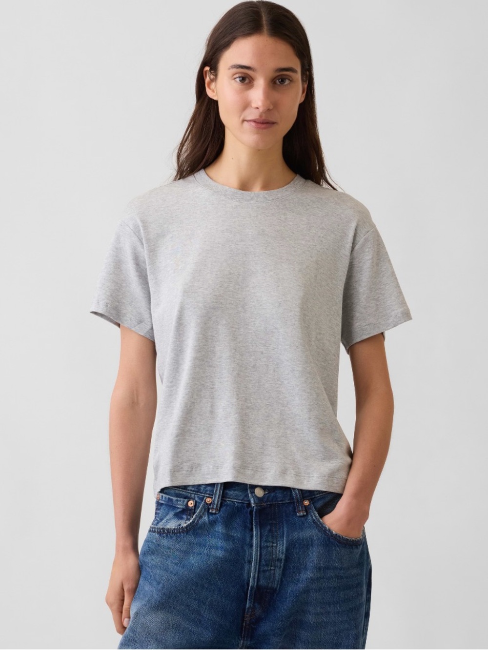 Gap Supima 100% Cotton Relaxed T Shirt Gray Small Short Sleeve Crew